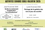 Planning activité séniors janvier 2025